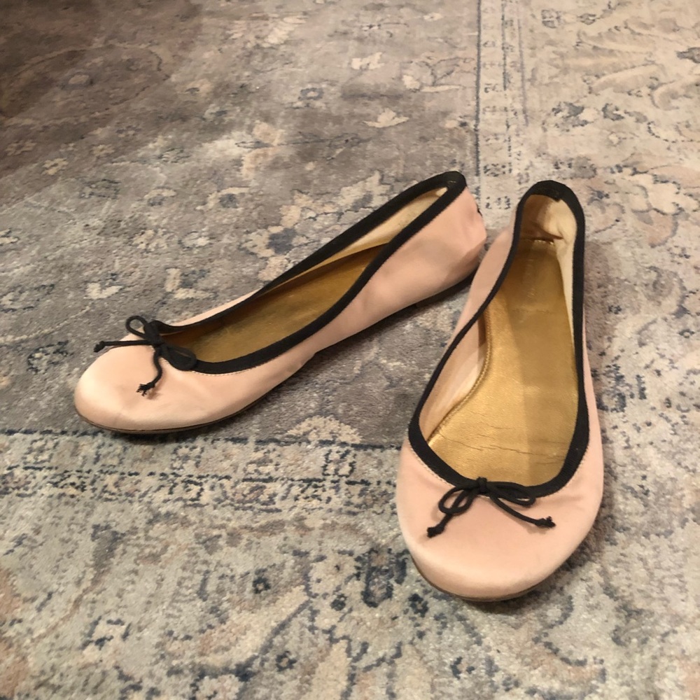 J. Crew Cream / Light Pink Satin Ballet Flats (9)